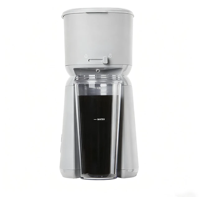 Main image of Mainstays Single Serve Iced Coffee Maker Soft Silver with Travel Tumbler and Reusable Filter