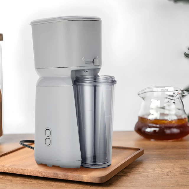 Alt view image 5 of 6 - Mainstays Single Serve Iced Coffee Maker Soft Silver with Travel Tumbler and Reusable Filter