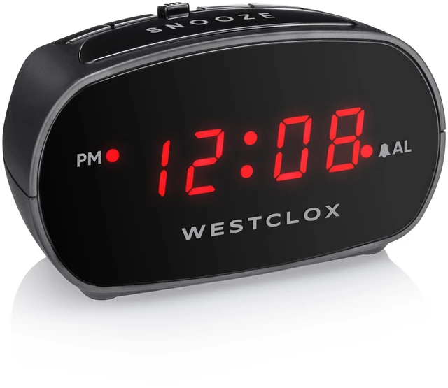 Main image of Westclox Basic Black Digital Red LED Bedside/Desk Alarm Clock with Adjustable Hi/Lo Volume and Snooze