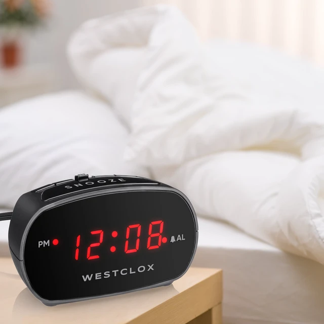 Alt view image 2 of 6 - Westclox Basic Black Digital Red LED Bedside/Desk Alarm Clock with Adjustable Hi/Lo Volume and Snooze