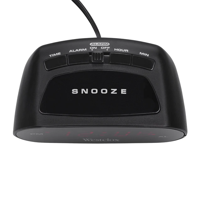 Alt view image 5 of 6 - Westclox Basic Black Digital Red LED Bedside/Desk Alarm Clock with Adjustable Hi/Lo Volume and Snooze