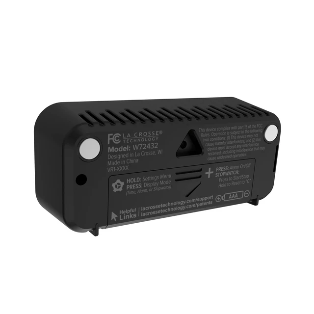 Alt view image 4 of 6 - La Crosse Technology Digital Mini Magnetic Alarm Clock with Stopwatch