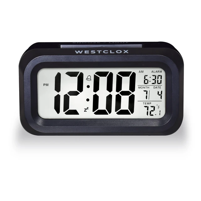 Alt view image 4 of 5 - Westclox Black Digital Alarm Clock with Day/Date Display and LED Backlight - Battery Operated