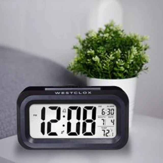 Alt view image 2 of 5 - Westclox Black Digital Alarm Clock with Day/Date Display and LED Backlight - Battery Operated