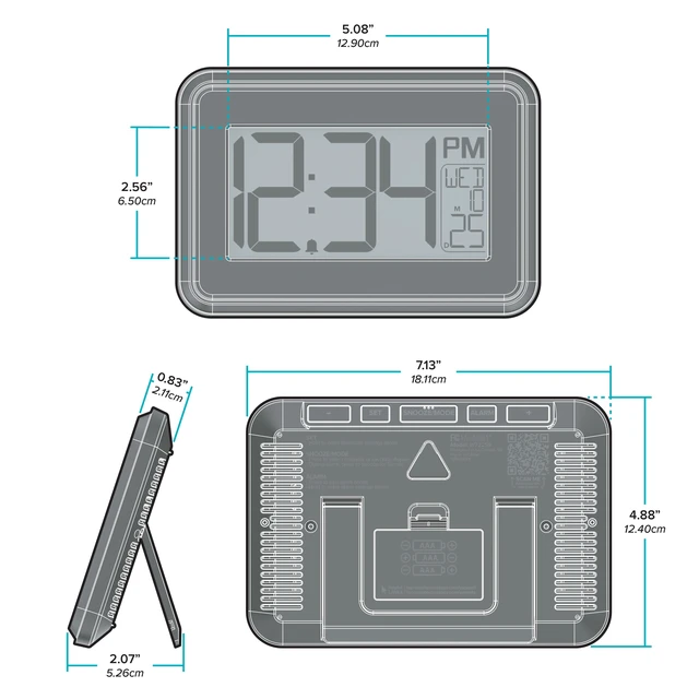 Alt view image 6 of 6 - Mainstays 4.90" Digital Table and Wall Clock with 12-Hour Display and Alarm