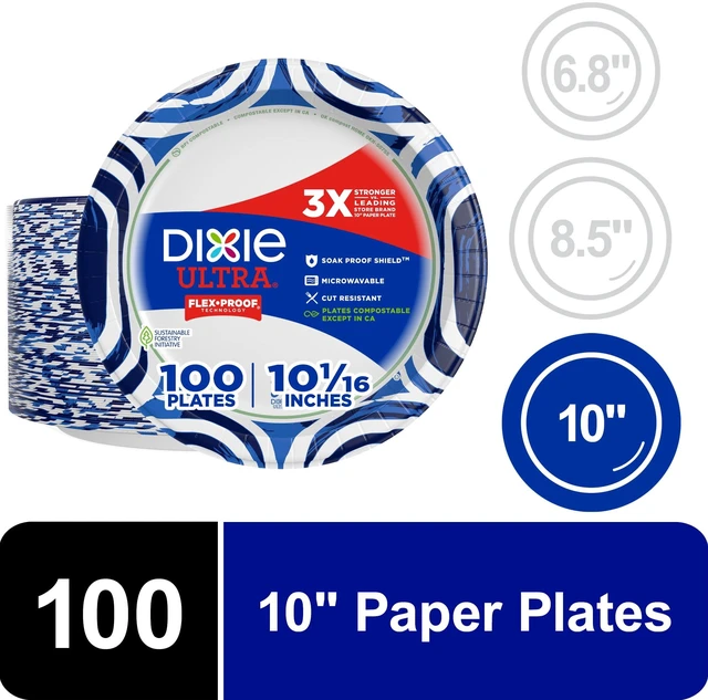 Main image of Dixie Ultra 10" Disposable Paper Plates, 100 Count, Multi-Color