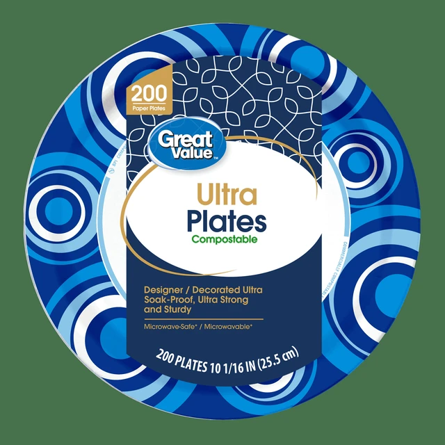 Alt view image 4 of 6 - Great Value Ultra Disposable Paper Plates 10in 200 Count
