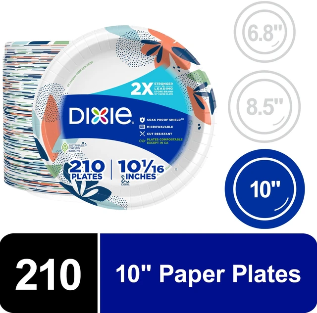Main image of Dixie 10" Disposable Paper Plates, Multi-Color, 210 Count