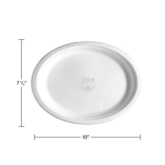 Alt view image 3 of 6 - Chinet Classic Premium Disposable Paper Sampler Platters, 10in x 7.5in, White, 22 Count