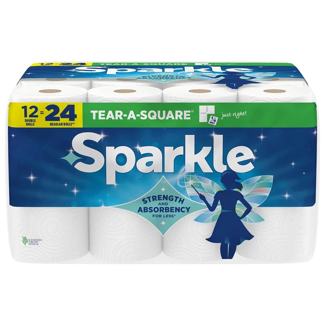 Alt view image 2 of 6 - Sparkle Tear-A-Square Paper Towels, 12 Double Rolls, 110 Sheets per Roll