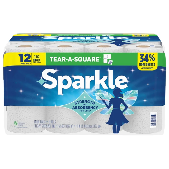 Alt view image 4 of 6 - Sparkle Tear-A-Square Paper Towels, 12 Double Rolls, 110 Sheets per Roll