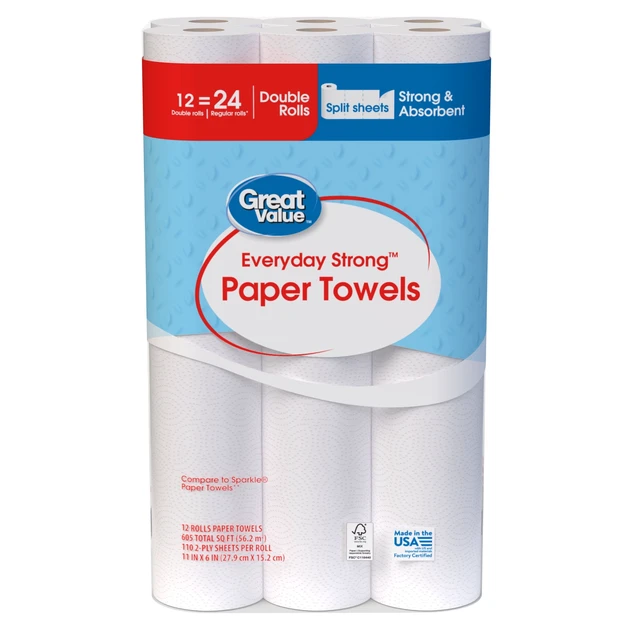 Alt view image 4 of 6 - Great Value Everyday Strong Paper Towels, 12 Double Rolls