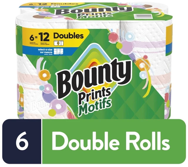 Main image of Bounty Select-A-Size Print Paper Towels, 6 Double Rolls, 82 Sheets Per Roll