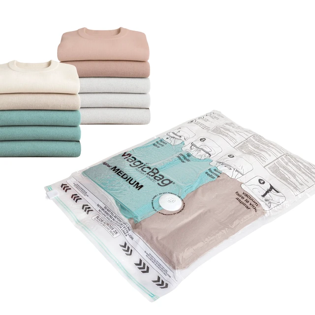 Alt view image 3 of 5 - MagicBag 8-Pack Vacuum Storage Bags, Variety Pack Flat Compression Bags for Clothing & Bedding, Space Saving & Airtight