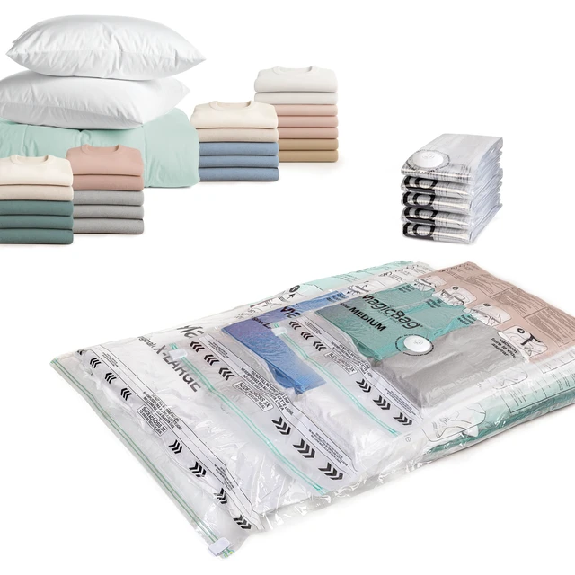 Alt view image 4 of 5 - MagicBag 8-Pack Vacuum Storage Bags, Variety Pack Flat Compression Bags for Clothing & Bedding, Space Saving & Airtight