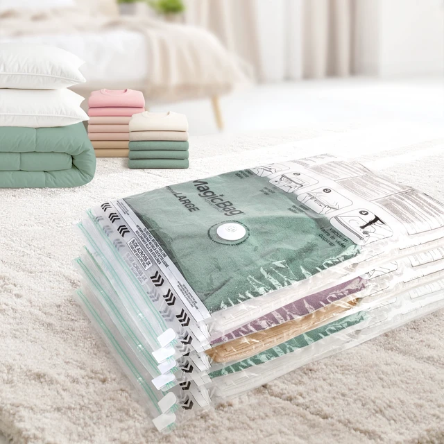 Alt view image 3 of 6 - MagicBag 6 Pack Large Vacuum Storage Bags Flat Compression for Clothing, Space Saving & Airtight