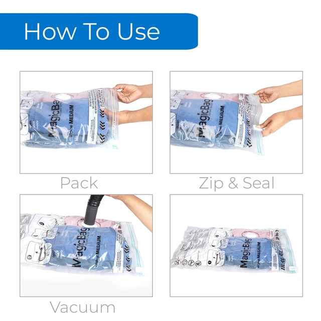 Alt view image 5 of 6 - MagicBag Jumbo Vacuum Storage Bags, 4 Pack Flat Compression for Bedding, Space Saving & Airtight
