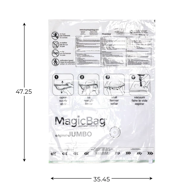 Alt view image 2 of 6 - MagicBag Jumbo Vacuum Storage Bags, 4 Pack Flat Compression for Bedding, Space Saving & Airtight