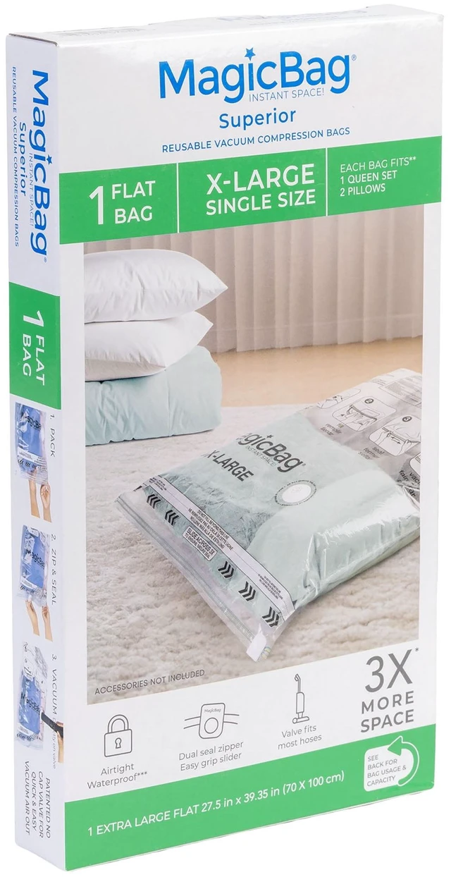 Main image of MagicBag X-Large Vacuum Storage Bag, 1 Pack, Flat Compression for Bedding, Space Saving & Airtight