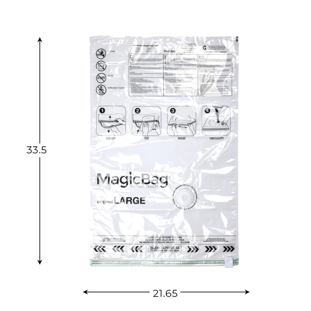Alt view image 5 of 6 - MagicBag Large Heavy Duty Vacuum Storage Bags, 3-Pack Flat Compression Bags for Clothing, Space Saving & Airtight