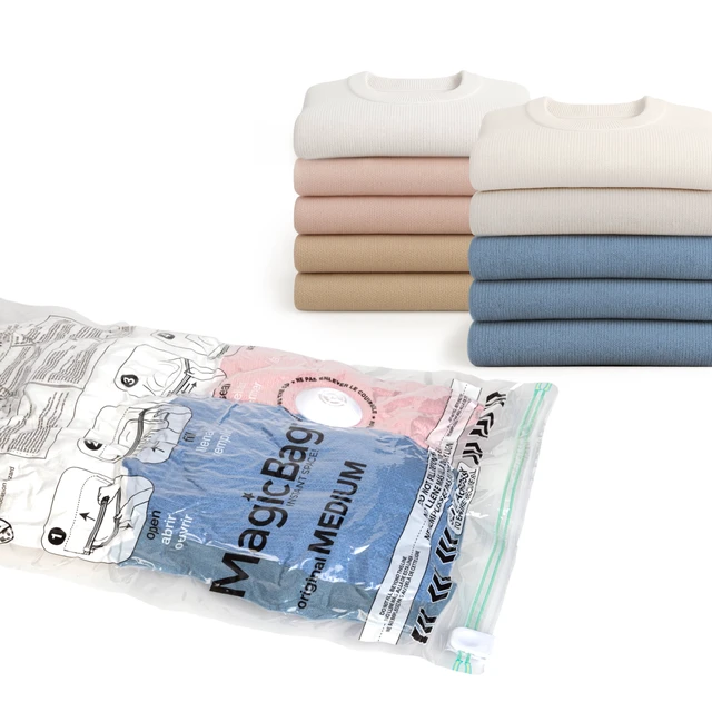 Alt view image 5 of 5 - MagicBag Medium Vacuum Storage Bags 3 Pack Flat Compression for Clothing Space Saving & Airtight