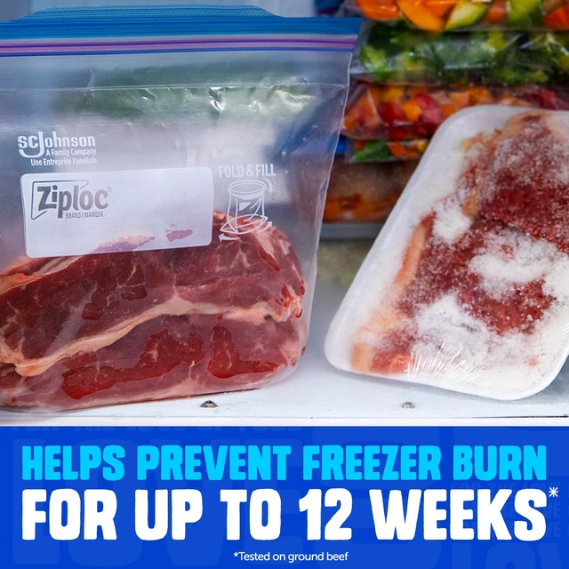 Alt view image 2 of 5 - Ziploc Freezer Food Storage Bags, Grip 'n Seal Technology, Zipper, Gallon, 40 Count