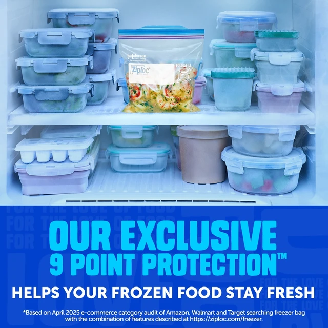 Alt view image 3 of 5 - Ziploc Freezer Food Storage Bags, Grip 'n Seal Technology, Zipper, Gallon, 40 Count