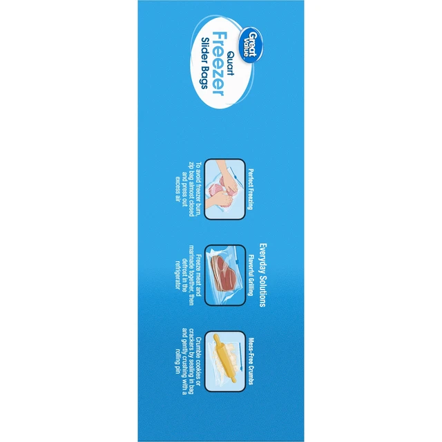 Alt view image 3 of 5 - Great Value Freezer Guard Slider Zipper Bags, Quart, 75 Count