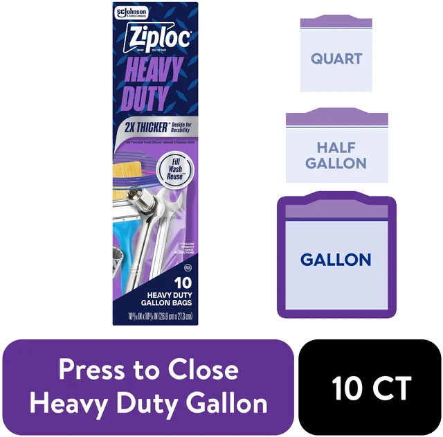 Main image of Ziploc Heavy Duty Gallon Storage Bags, Seal Top Closure, 10 Ct