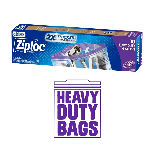 Alt view image 3 of 6 - Ziploc Heavy Duty Gallon Storage Bags, Seal Top Closure, 10 Ct
