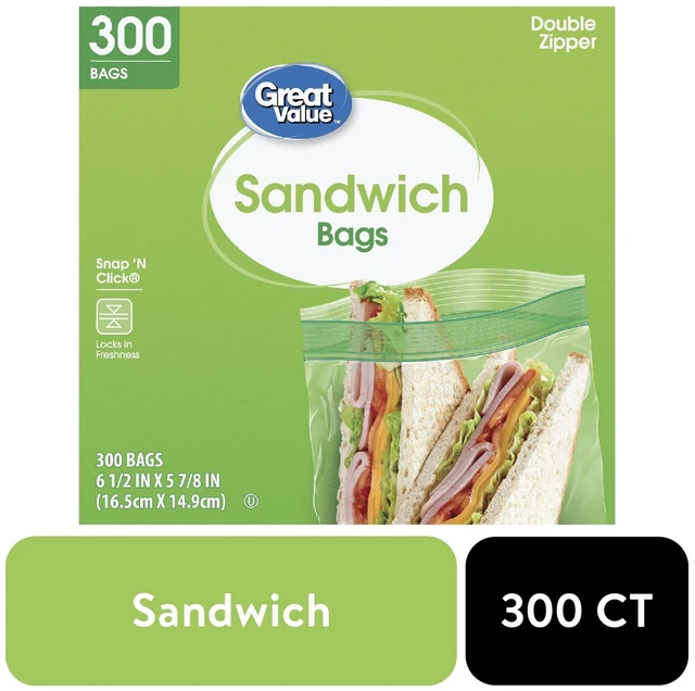 Main image of Double Zipper Sandwich Bags, 300 Count, Great Value