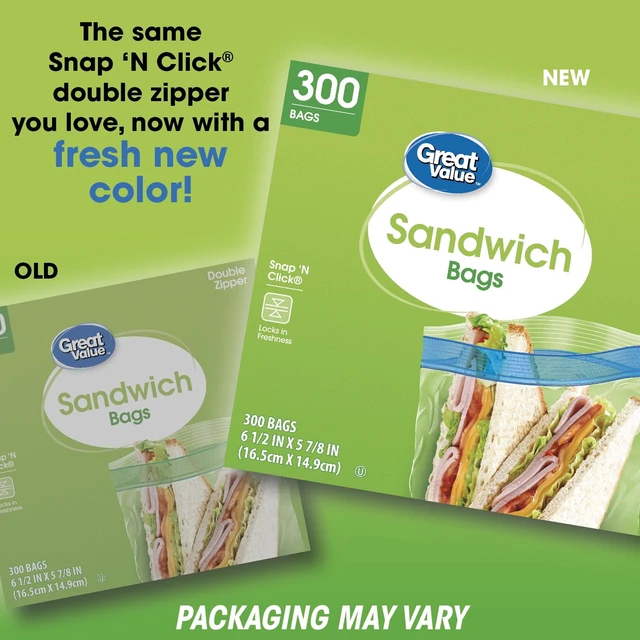 Alt view image 3 of 6 - Double Zipper Sandwich Bags, 300 Count, Great Value