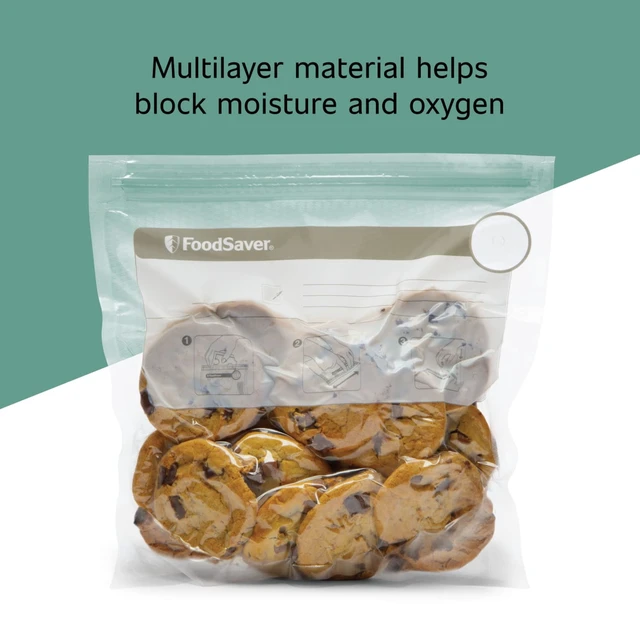 Alt view image 6 of 6 - FoodSaver Quart Zipper Vacuum Sealer Bags for Handheld Sealers (8"x9"), 18-Count, BPA-Free, for Food Storage & Meal Prep, Works with FoodSaver Machines