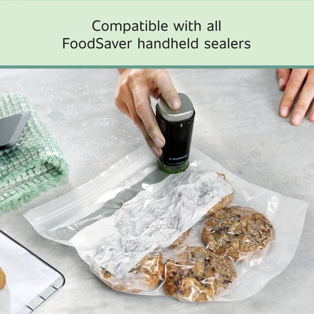 Alt view image 5 of 6 - FoodSaver Quart Zipper Vacuum Sealer Bags for Handheld Sealers (8"x9"), 18-Count, BPA-Free, for Food Storage & Meal Prep, Works with FoodSaver Machines