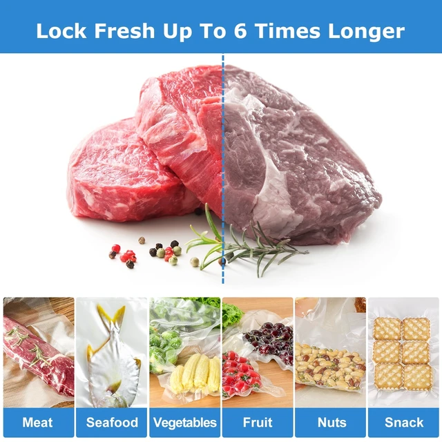 Alt view image 3 of 5 - Mainstays Vacuum Sealer Bag Rolls, 2 Count, 8in x 20ft Each, 40ft Total, for Food Storage and Sous Vide, Works with All Brands Vacuum Sealer Machines