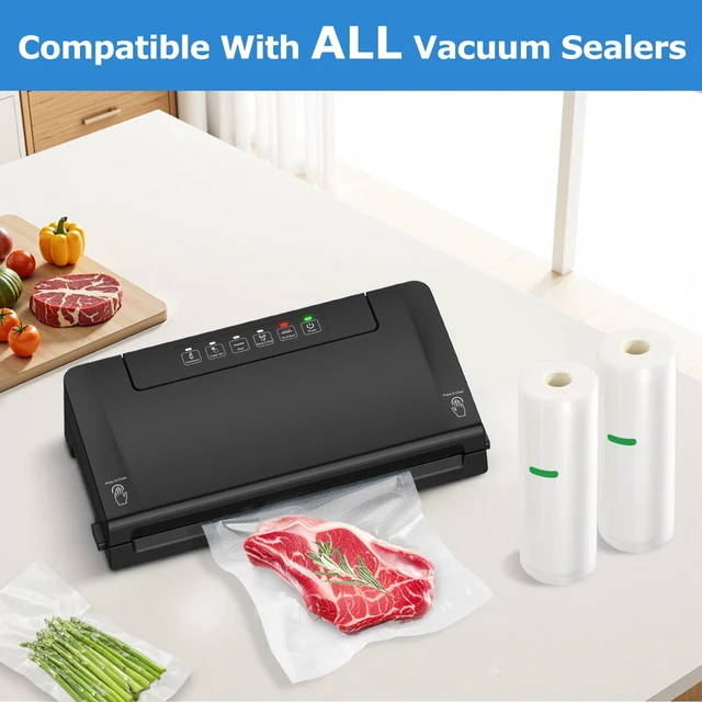 Alt view image 5 of 5 - Mainstays Vacuum Sealer Bag Rolls, 2 Count, 8in x 20ft Each, 40ft Total, for Food Storage and Sous Vide, Works with All Brands Vacuum Sealer Machines