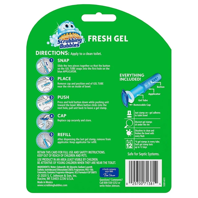 Alt view image 2 of 5 - Scrubbing Bubbles Rainshower Automatic Toilet Bowl Cleaner, Fresh Gel Cleaning Stamp with Dispenser & 6 Gel Stamps