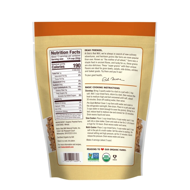 Alt view image 2 of 6 - Bob's Red Mill Organic Farro Grain 24oz