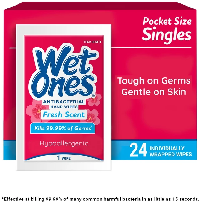 Alt view image 5 of 6 - Wet Ones Antibacterial Hand Wipes, Fresh Scent, 24 Count, (2 Pack) Individually Wrapped