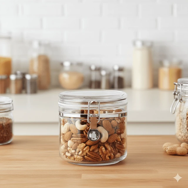 Alt view image 3 of 4 - Mainstays 33.8 oz Small Clear Airtight Stackable Food Storage Canister with Buckle Lid