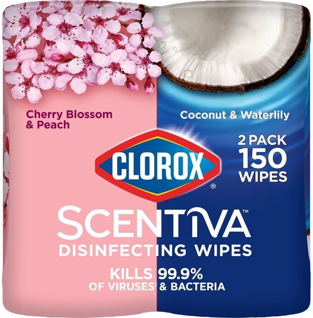 Main image of Clorox Scentiva Disinfecting Wipes, 75 Count (Pack of 2), Value Pack