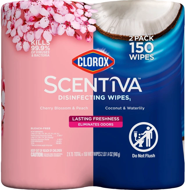 Alt view image 6 of 6 - Clorox Scentiva Disinfecting Wipes, 75 Count (Pack of 2), Value Pack