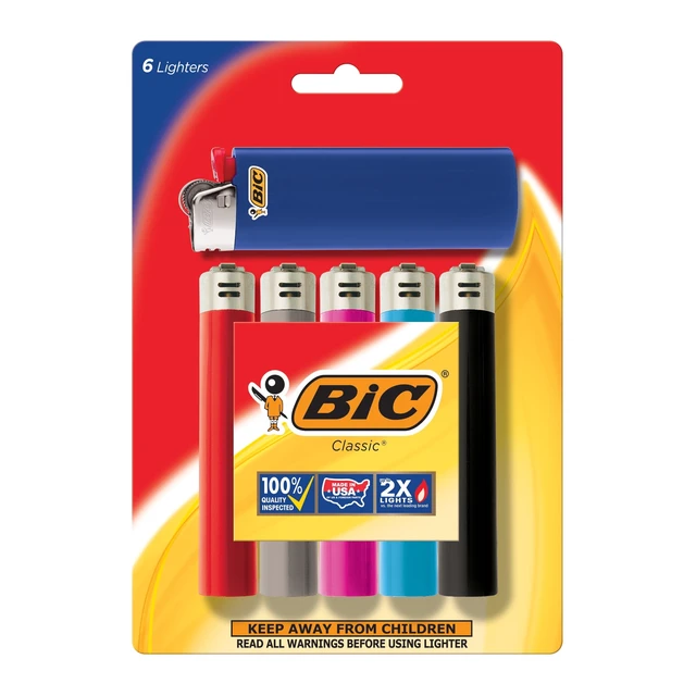 Main image of BIC Classic Pocket Lighter, 6 Count, Assorted Colors