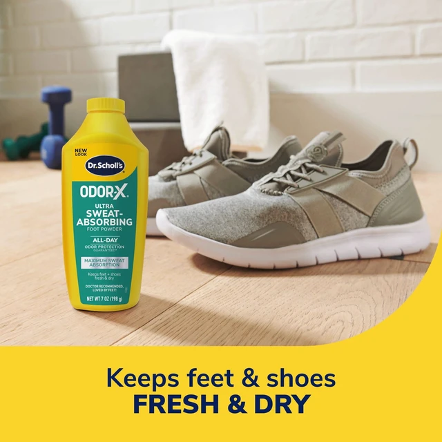 Alt view image 6 of 7 - Dr. Scholl's Odor-X Ultra Sweat-Absorbing Unscented Foot Powder, 7oz, 1 Count