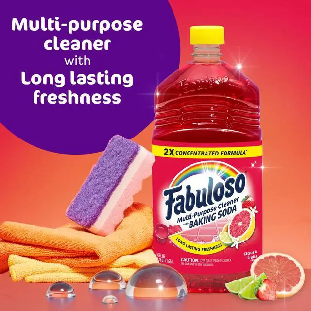 Alt view image 7 of 7 - (3 pack) Fabuloso 2X Multi-Purpose Cleaner with Baking Soda, Citrus and Fruits Scent, 56 fl oz