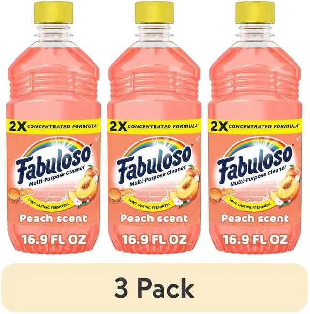 Main image of (3 pack) Fabuloso 2X Multi-Purpose Cleaner, No Rinse Floor Cleaner, Peach Scent, 16.9 fl oz