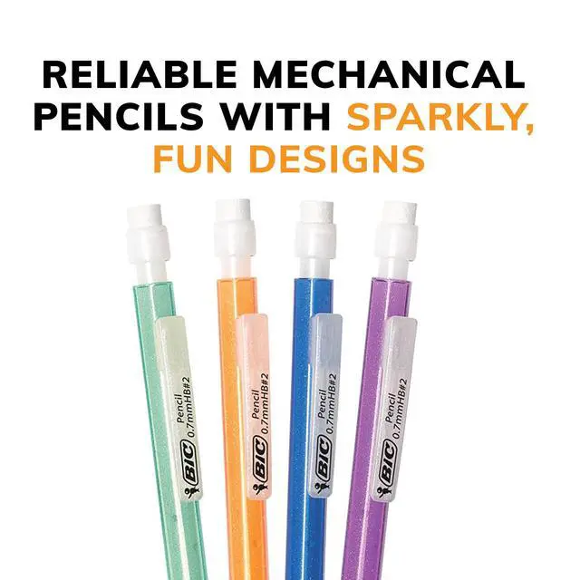 Alt view image 5 of 7 - BIC Xtra Sparkle Mechanical Pencils, No. 2, Back to School Supplies, 0.7 mm, 24-Count (Barrel Colors May Vary)