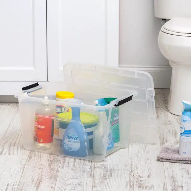 Alt view image 6 of 6 - IRIS 32 Qt. Plastic Storage Bin with Lid, Stackable Storage Containers, Tote