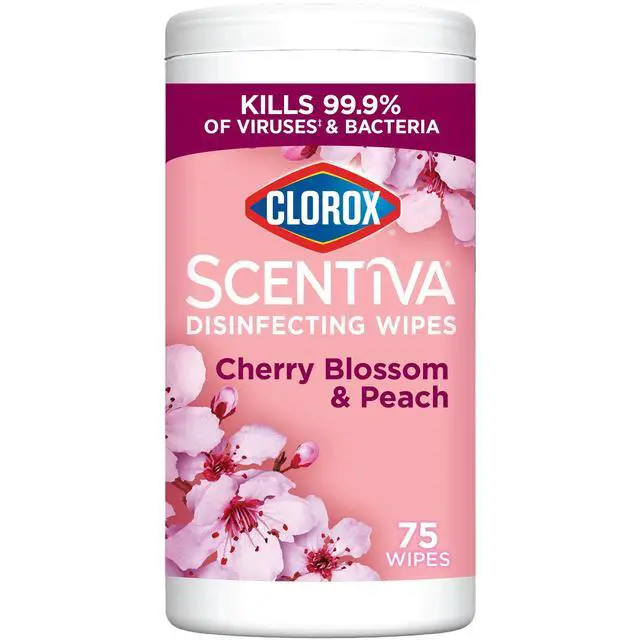 Alt view image 3 of 7 - Clorox Scentiva Disinfecting Wipes, Cherry Blossom and Peach, 75 Count
