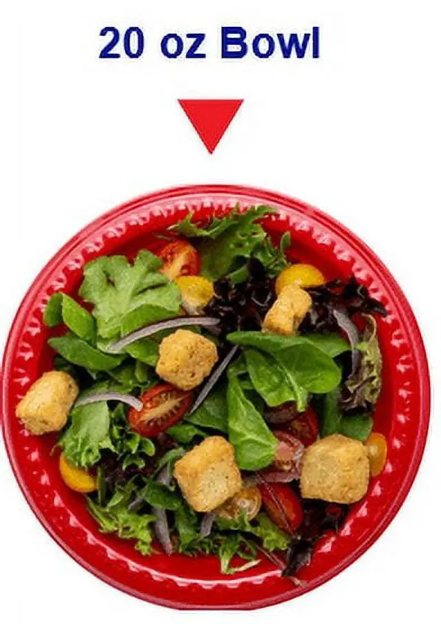 Alt view image 6 of 6 - (3 pack) Great Value Everyday Disposable Plastic Bowls, Red, 20 oz, 25 Count